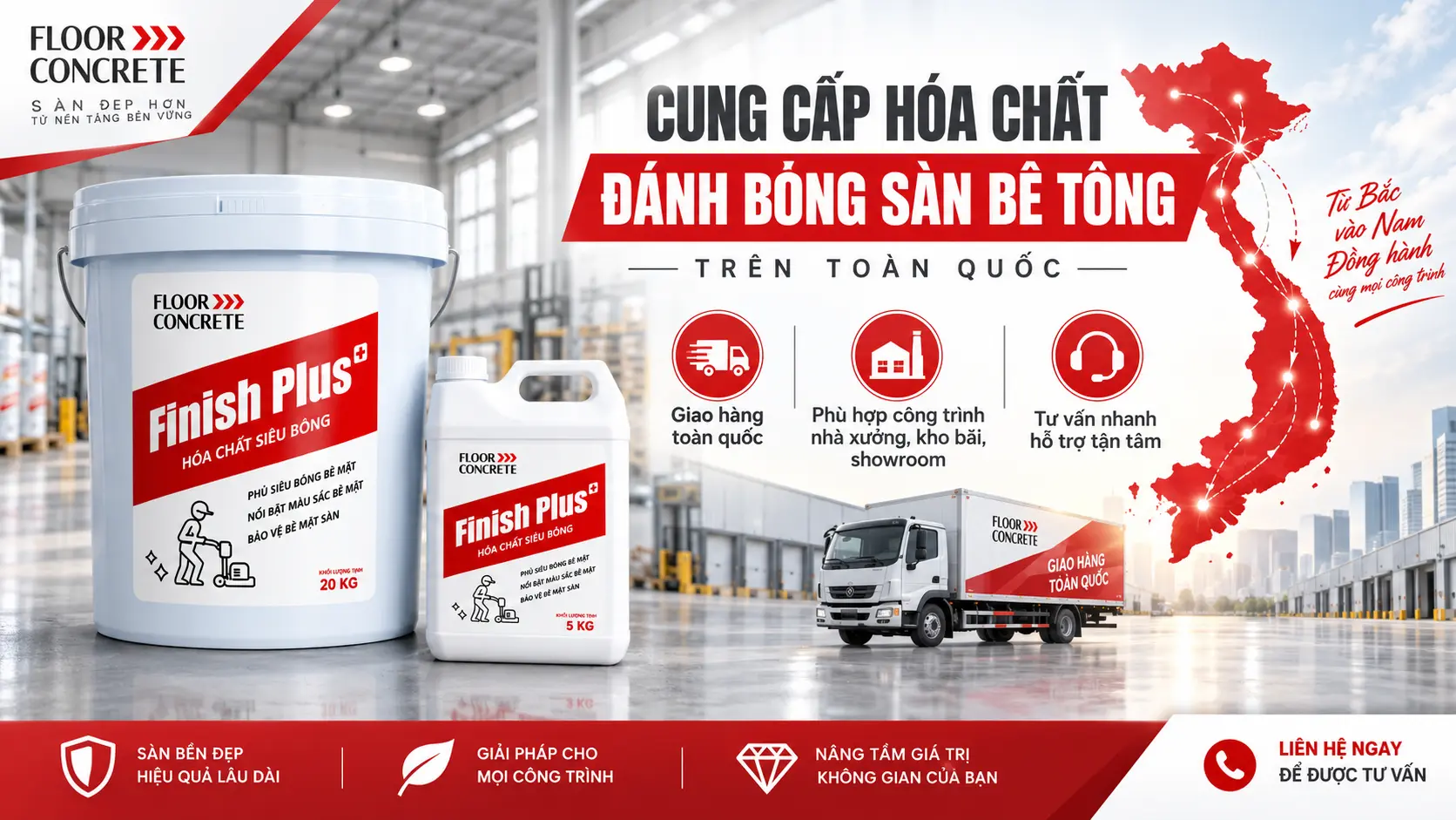 Cung cấp hóa chất đánh bóng sàn bê tông trên toàn quốc